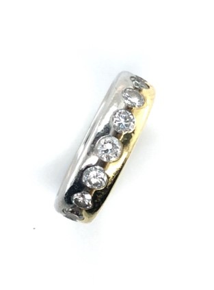 two tone diamond band ring with diamonds