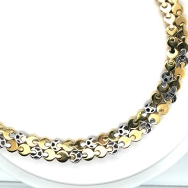 5ladies yellow and white gold dome collar  necklace