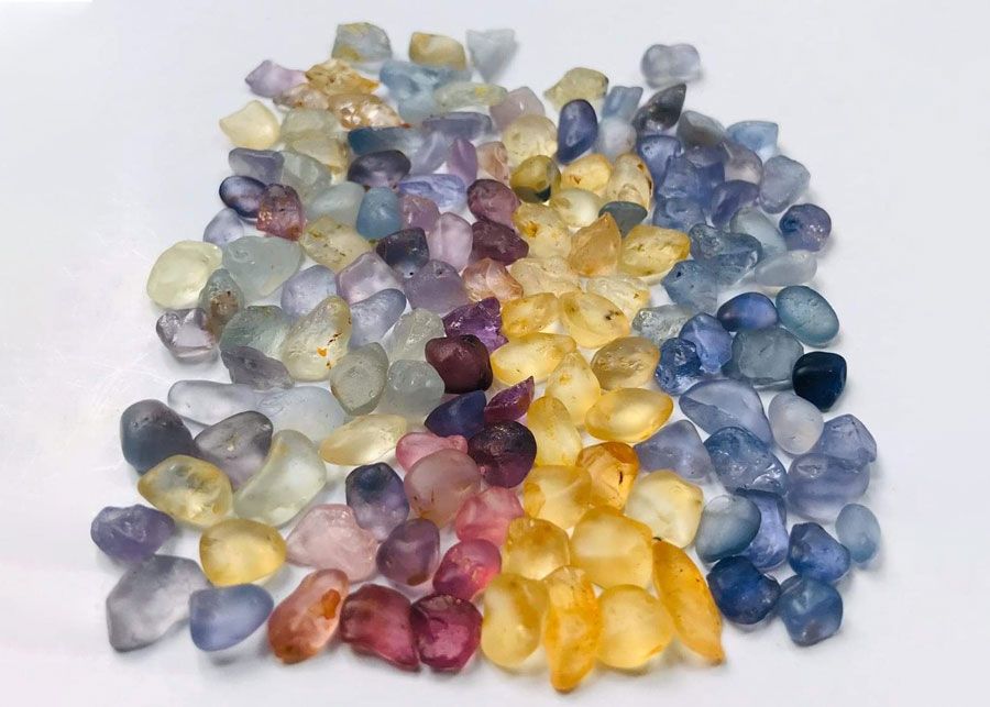 Group of colorful sapphires
