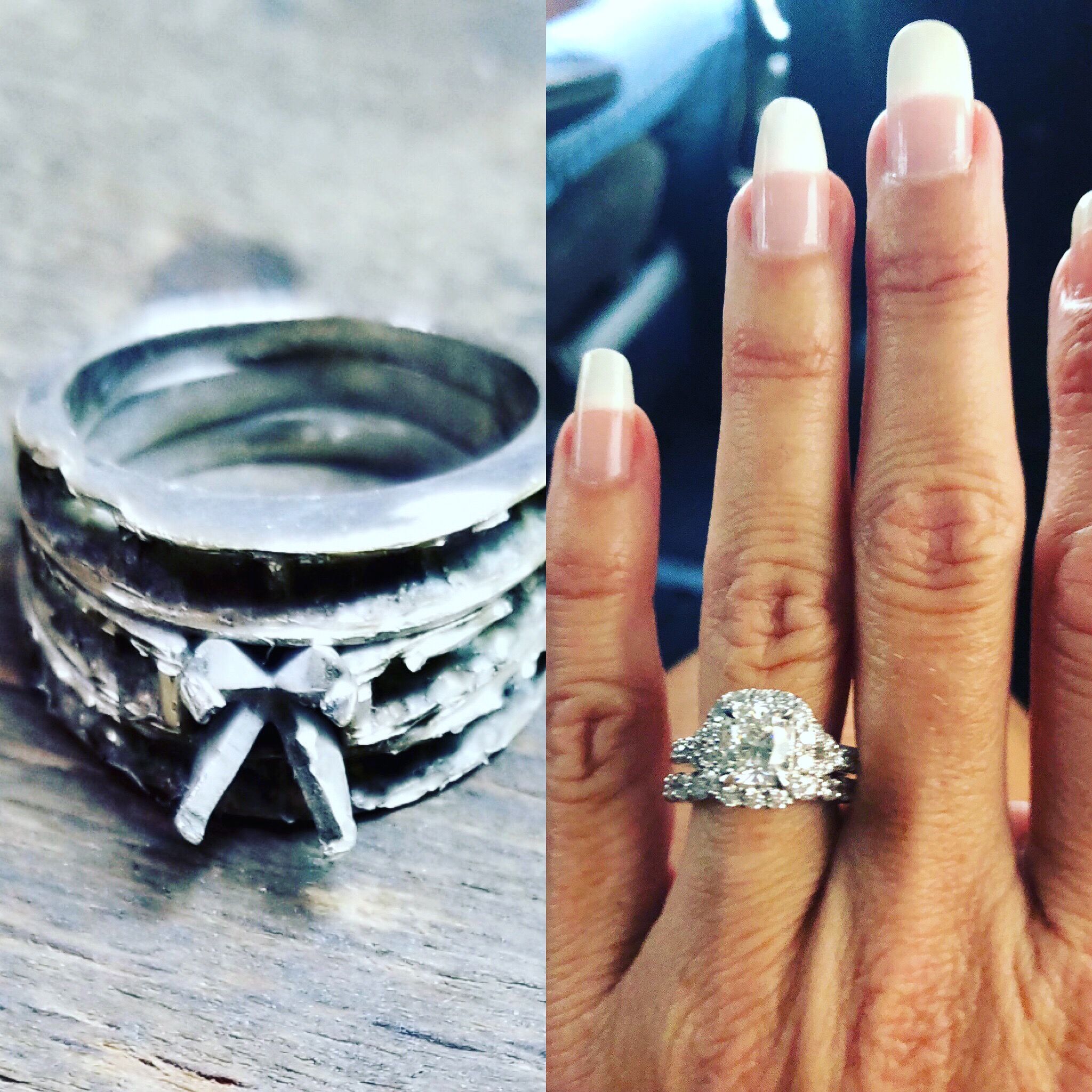custom diamond ring before and after