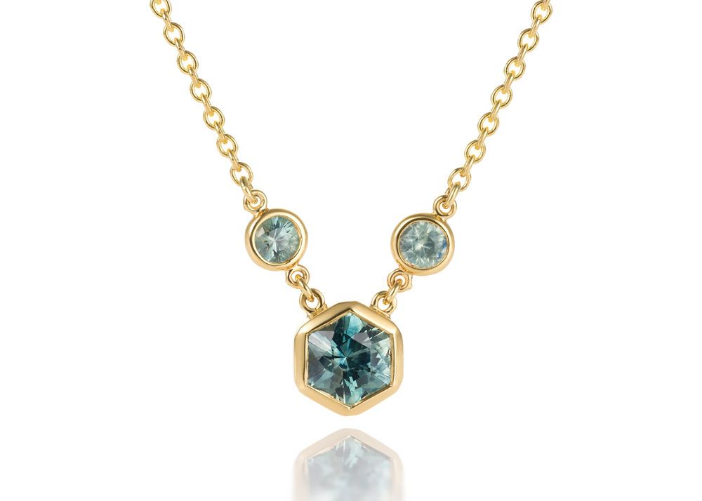 Hexagon sapphire pendant by designer Diana Widman